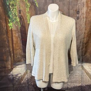 Chico's Cream Open-Front Cardigan